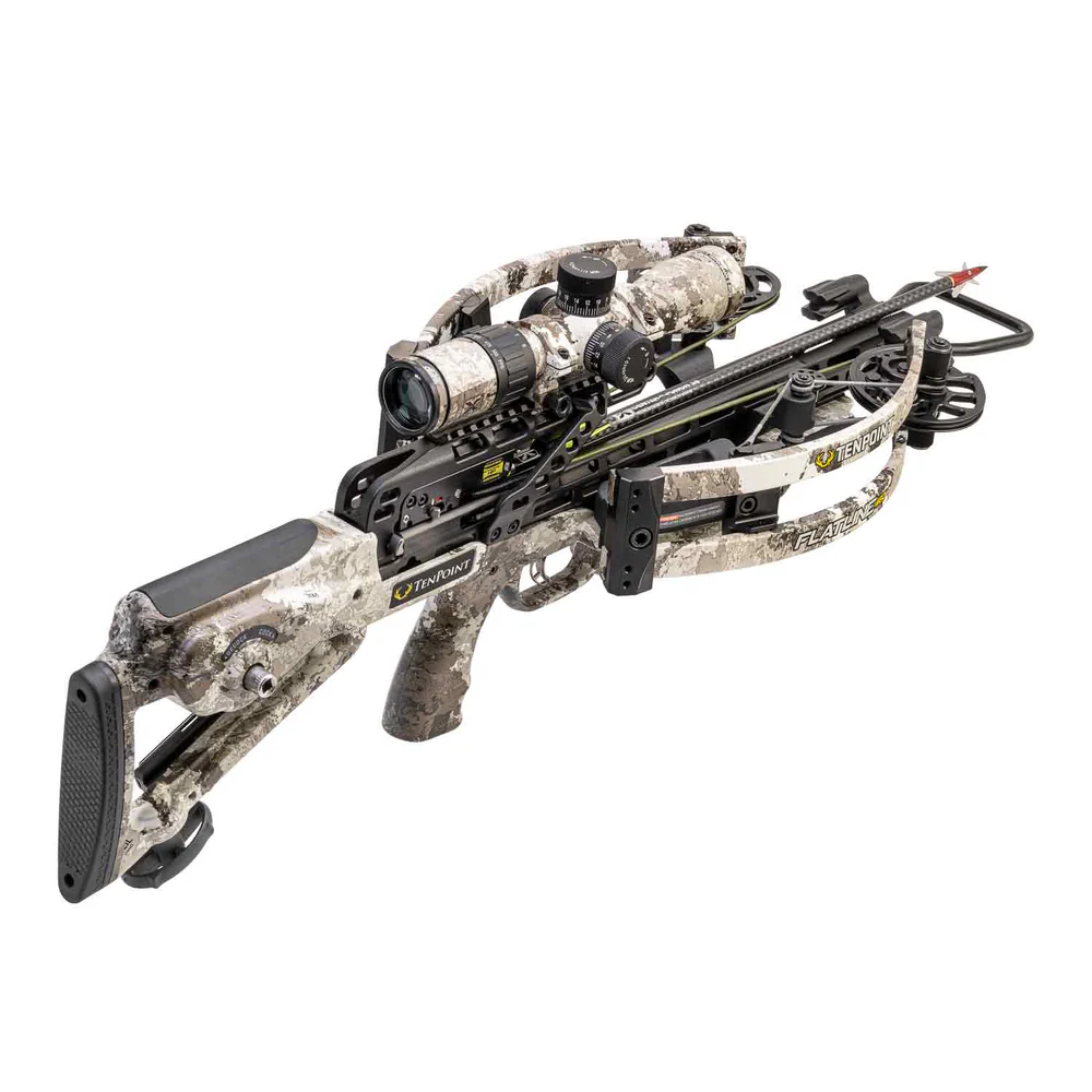 TenPoint Flatline 460 Crossbow Package, buy TenPoint Flatline 460 crossbow, 460 FPS crossbow, compact hunting crossbow, reverse-draw crossbow, ACUslide cocking system crossbow, Evo-X Elite 2.0 scope crossbow, hunting crossbows with carbon arrows, lightweight fast crossbow, crossbow package with quiver, TenPoint crossbows for sale, precision hunting crossbow, durable crossbow with scope, Crossbow Supplies crossbows, high-speed compact crossbow